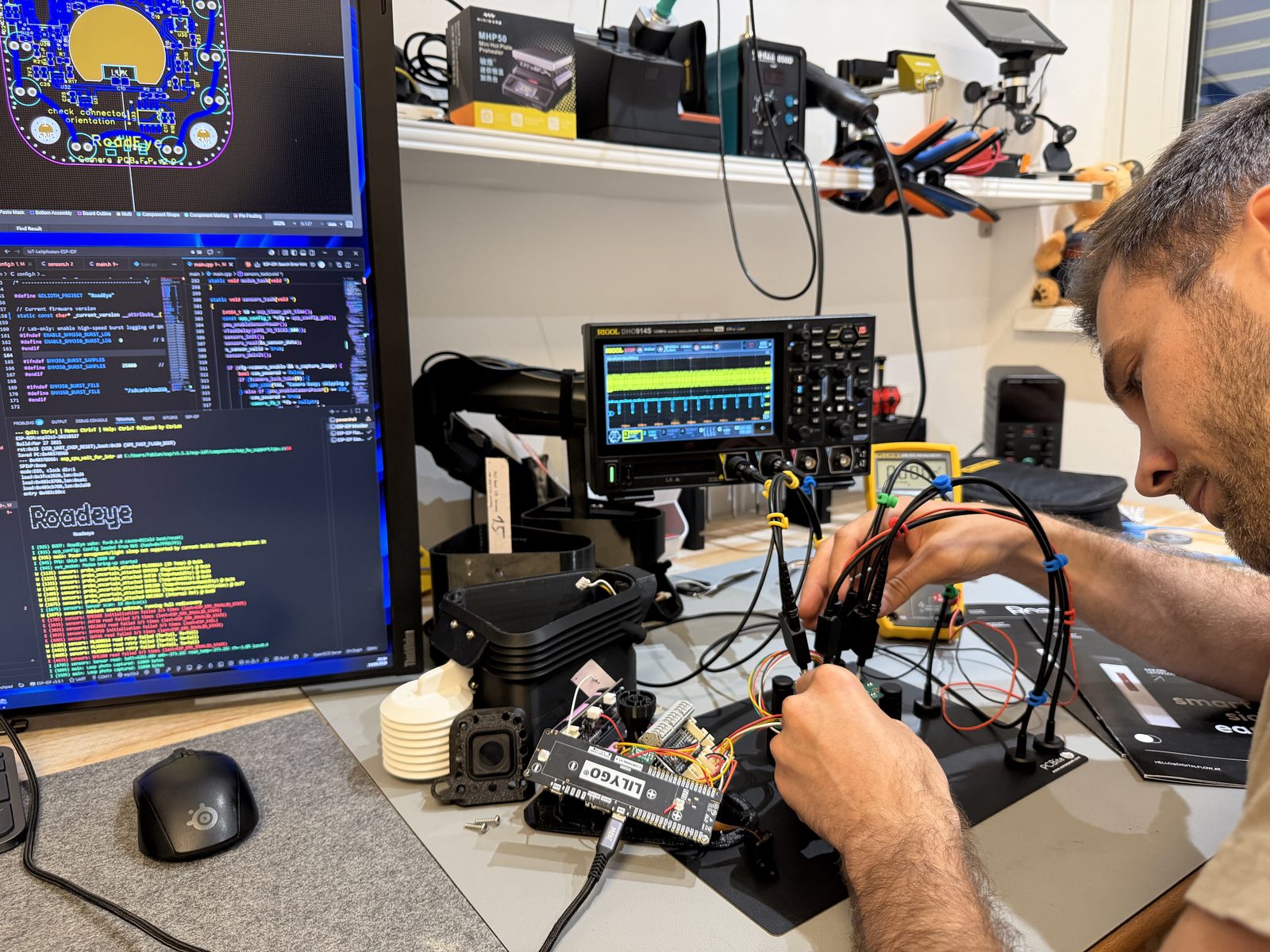 Workshop bench during hardware bring-up